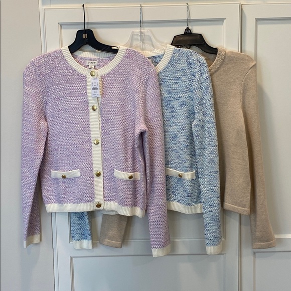 J. Crew Light Heather Khaki Cotton Cardigan Sweater Lady Jacket Size Small NWT - Picture 9 of 9